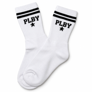 Skarpetki PLAYBOYS "PLBY" z gwiazdką biało-czarne